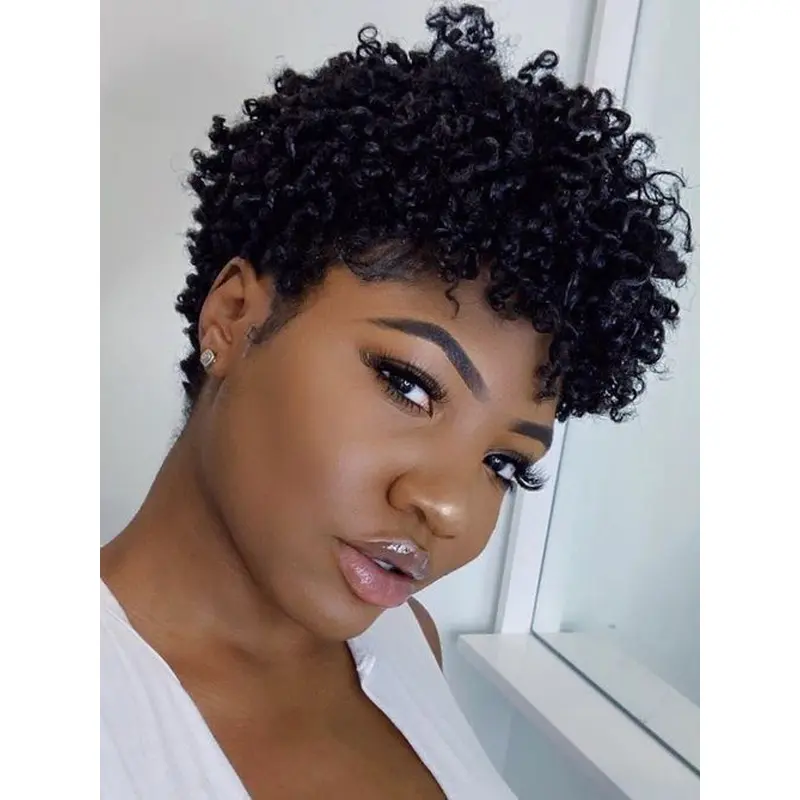 African American Short Wigs Styles 6" With Bangs Lace Front Wigs