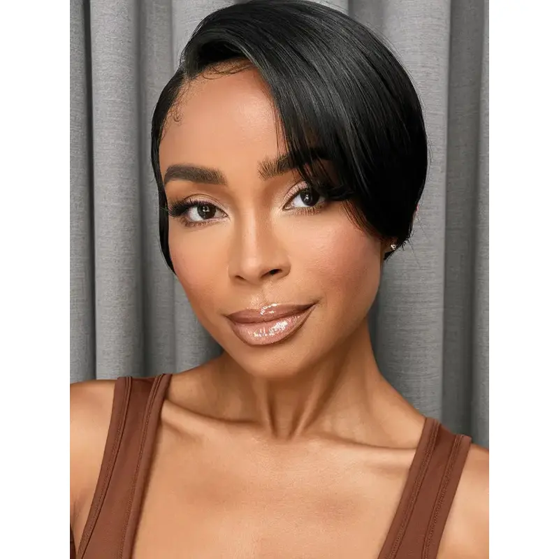 Bob Wig For African American 6" Straight Black Wigs