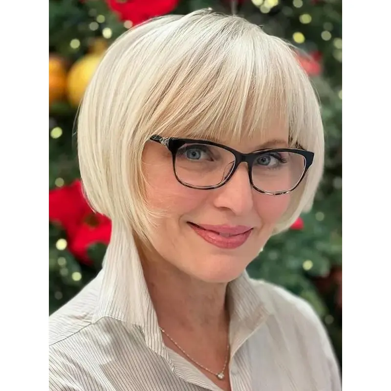 Lace Front Short Bob Wigs 8" Platinum Blonde Synthetic Wigs