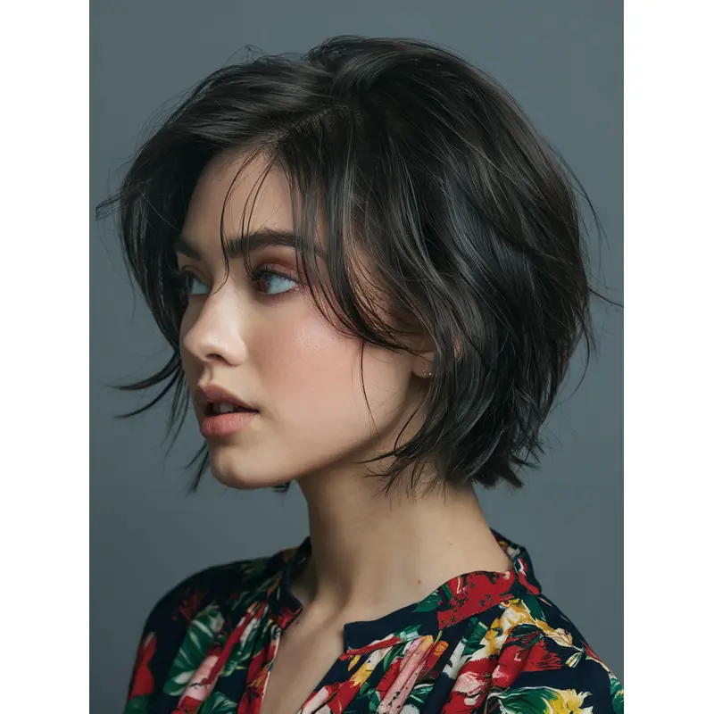 Short Human Hair Wigs Black Bobs Straight Monofilament 8" Wigs