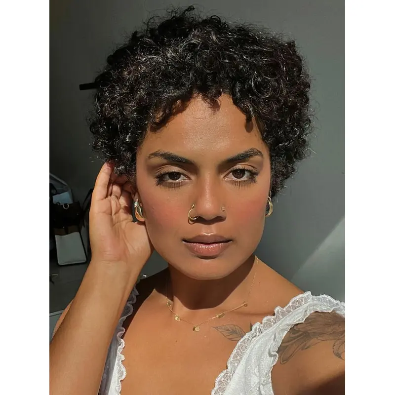 Pixie Cut Human Hair Wigs For African American Black Kinky Layered Wigs