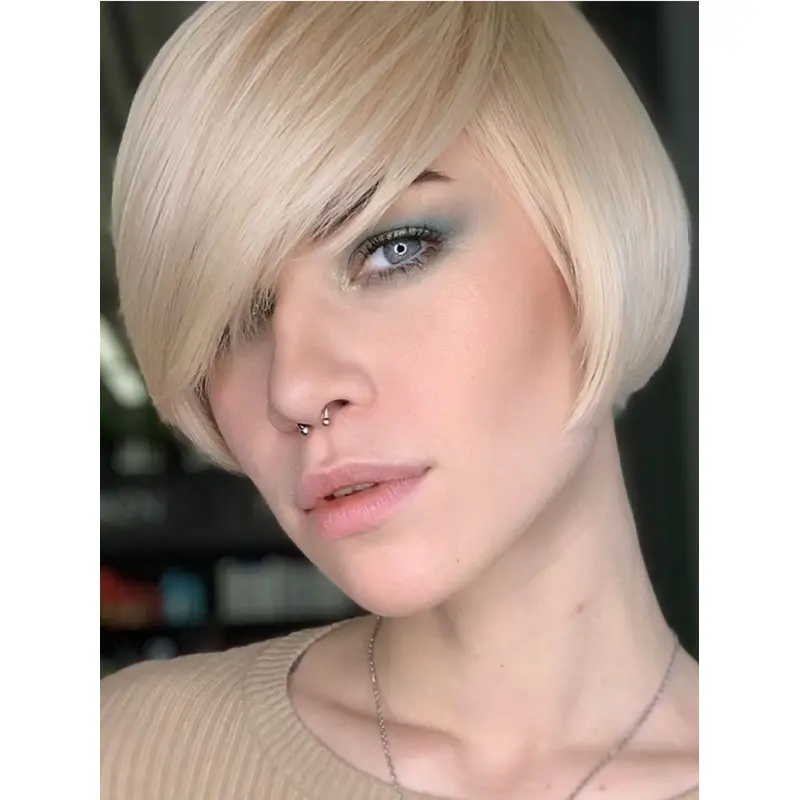 Short Bob Cut Wigs Lace Front Straight Synthetic 8" Wigs