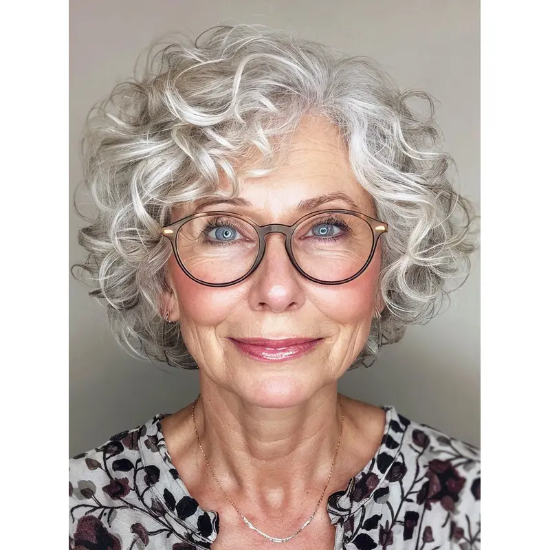 Short Grey Hair Wigs For Sale Curly Bobs 8" Synthetic Wigs