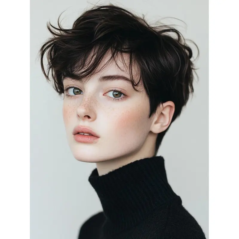 Short Hair Style Wigs Monofilament Black Synthetic 6" Boycuts Straight Wigs
