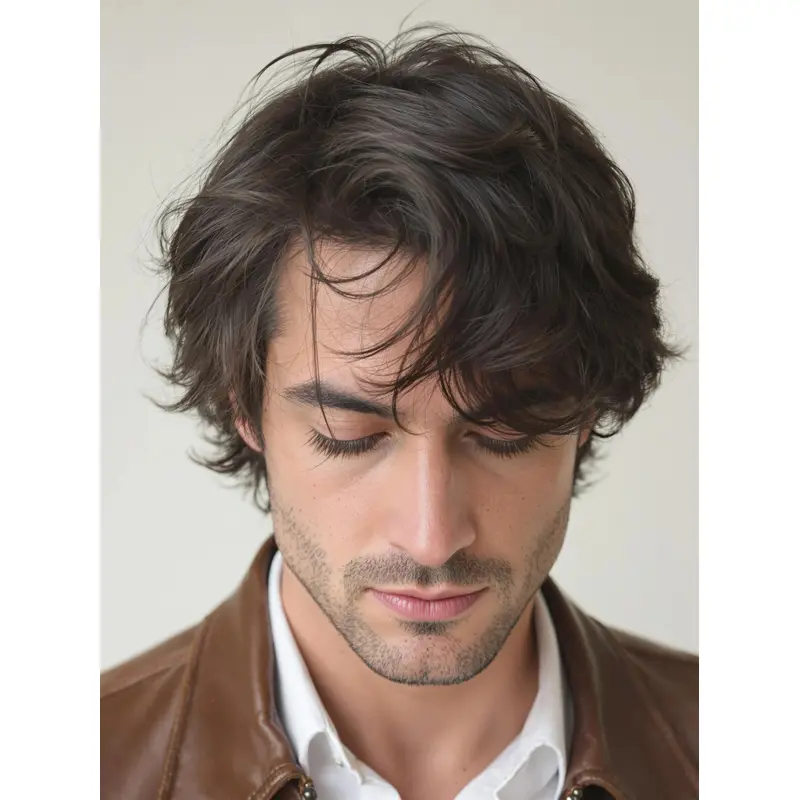 Black Male Wigs 6" Wavy Lace Front With Bangs Wigs