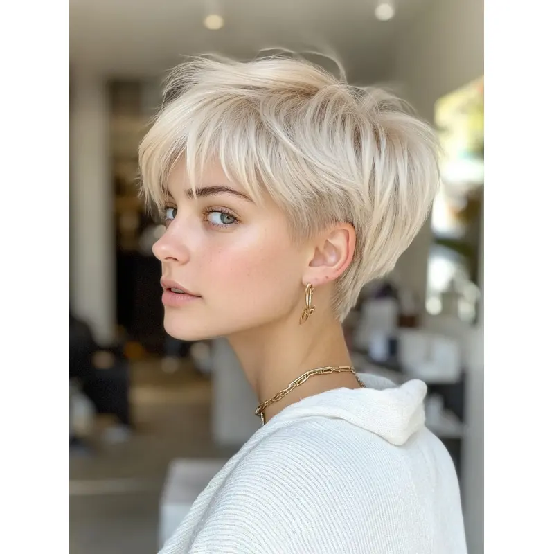Human Hair Short Pixie Wigs 6" Boycuts Platinum Blonde Lace Front Straight Wigs