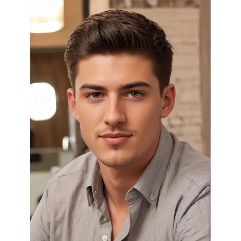 Mens Lace Wigs Brown Sythetic 6" Short Wigs