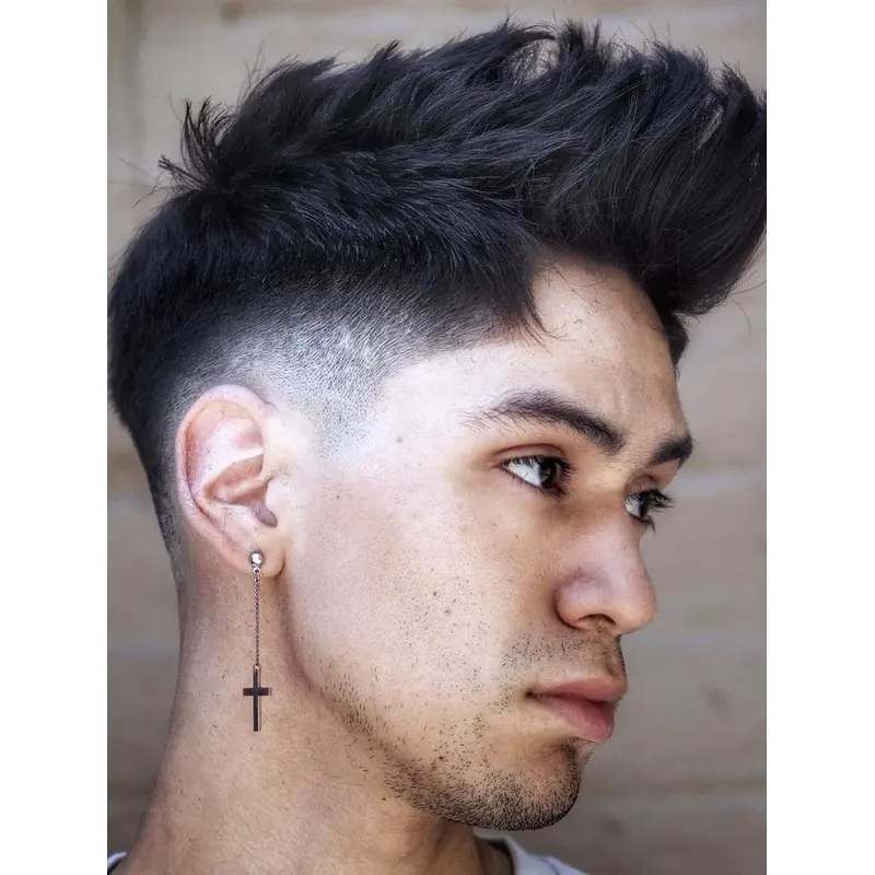 Straight Monofilament Black Synthetic Long Spiky Men Wigs