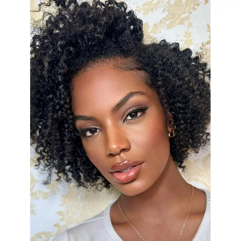 African American Lace Front Wigs Black Kinky 8" Wigs