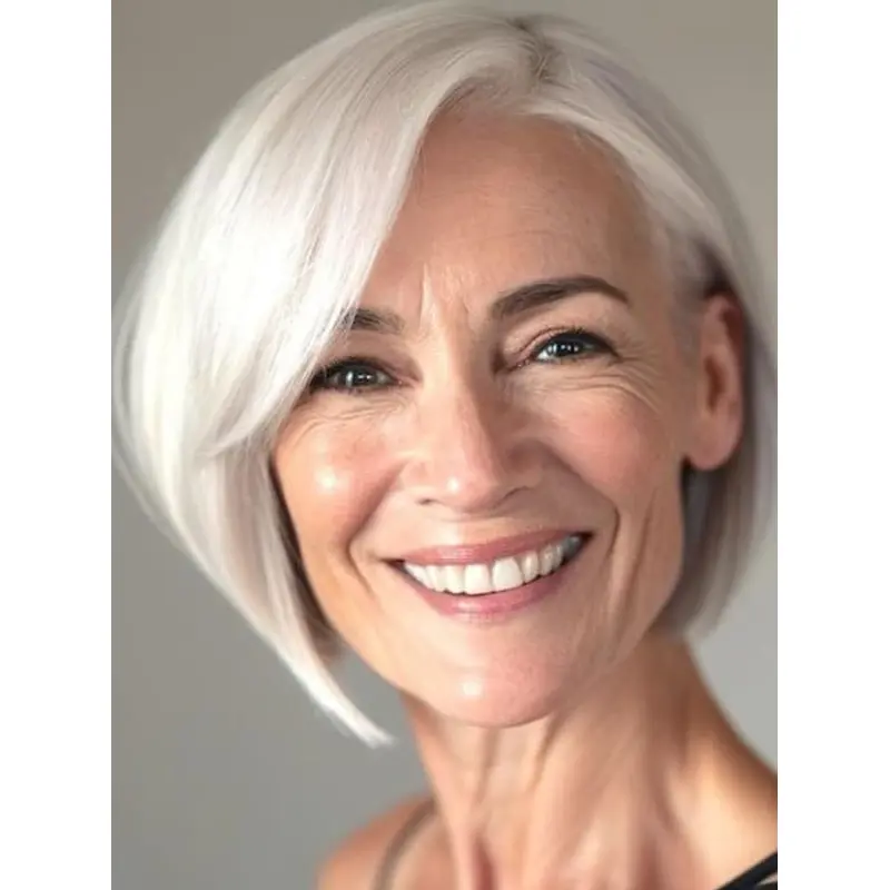 Lace Front Wigs Short Hair White 8" Bobs Wigs