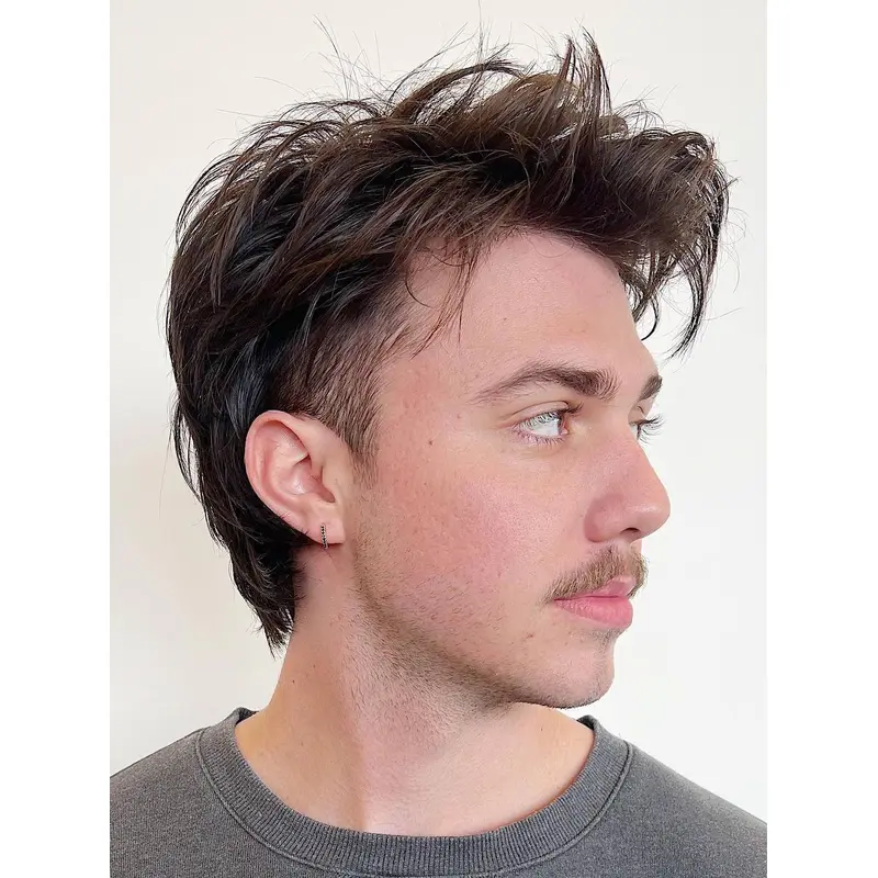 Man Lace Wig Remy Human Hair Brown Short 6" Wigs