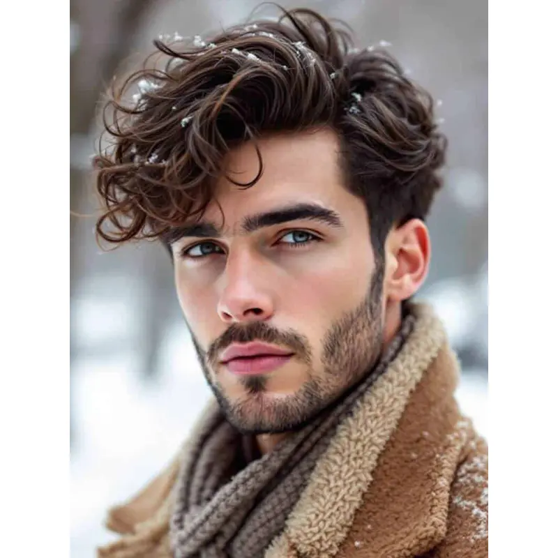 Men's Short Wigs Layered Lace Front 6" Wavy Wigs