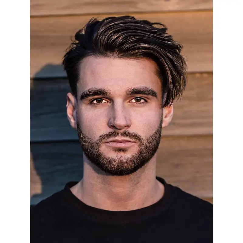Monofilament Black Straight Synthetic Short Long Straight Fringe Men Wigs