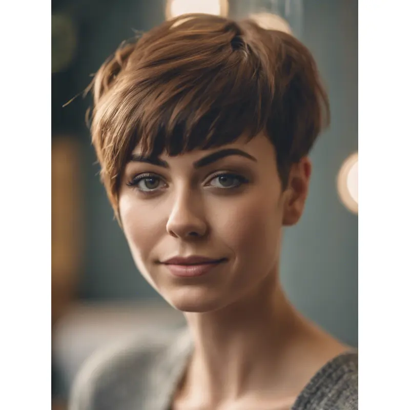Wigs Human Hair Short 6" Boycuts Monofilament Straight Brown Wigs