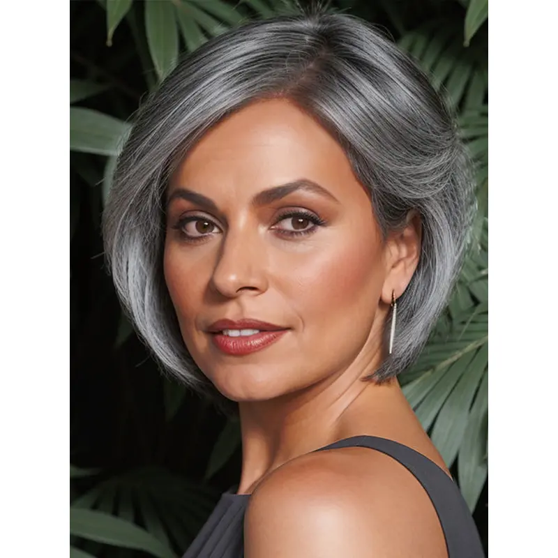Gray Wigs African American Salt And Pepper Straight Lace Front Wigs