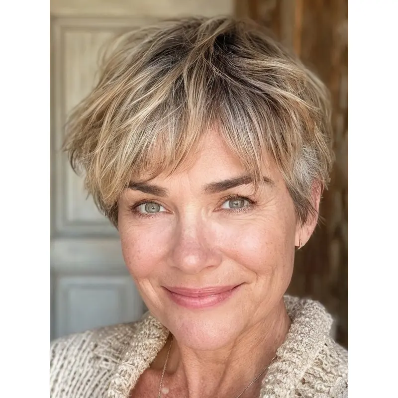 Short Blonde Pixie Wig Wavy 6" Bobs Wigs