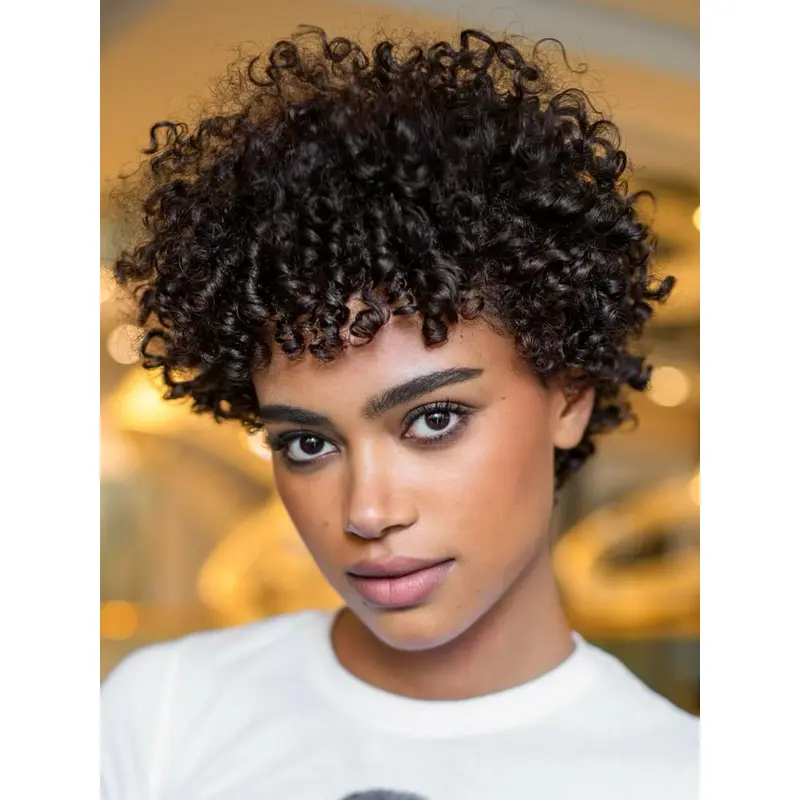 African American Wigs 6" Kinky Remy Human Hair Wigs