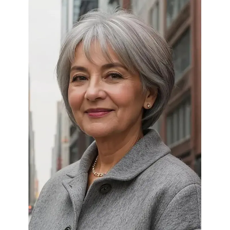 Grey Wig Short Monofilament Straight Bobs 8" Wigs