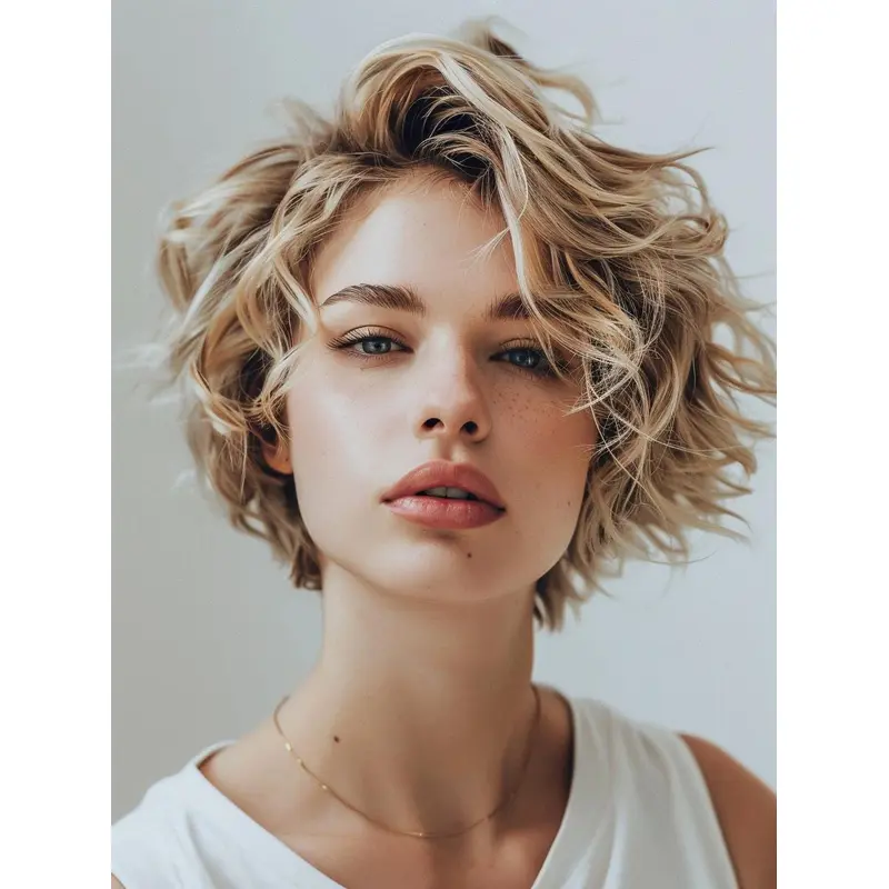 Short Blonde Wigs 8" Remy Human Hair Bobs Wavy Lace Front Wigs