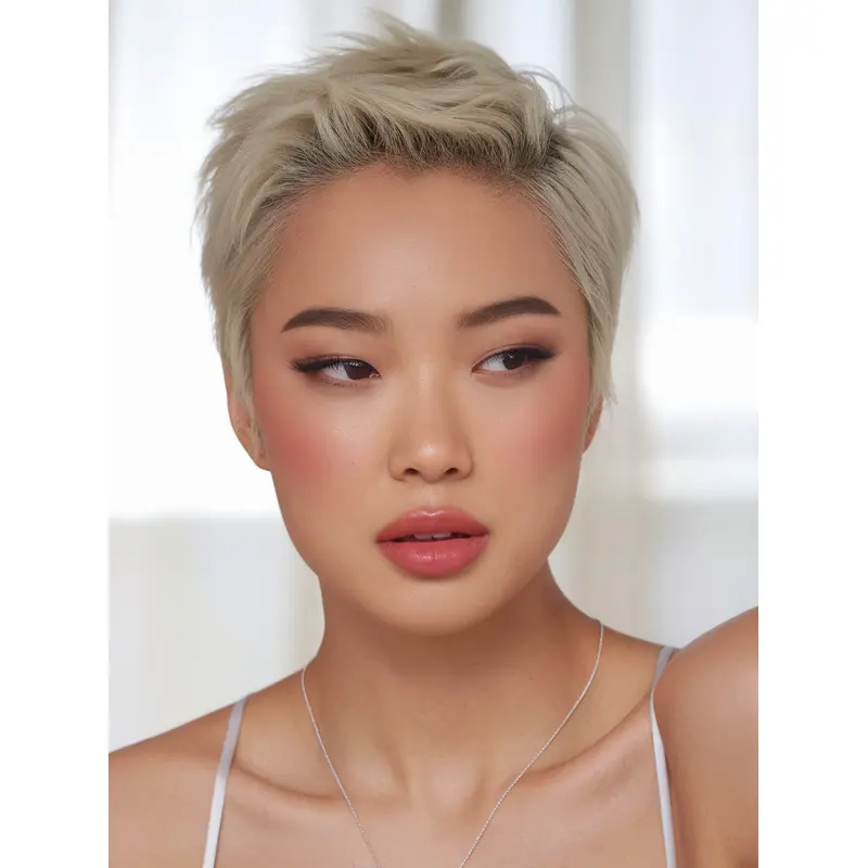 Short Wigs For White Women 6" Boycuts Monofilament Platinum Blonde Straight Wigs