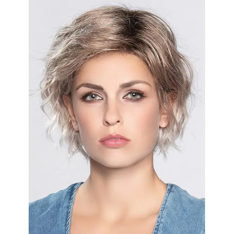 8" Wavy Monofilament Ombre/2 tone Suitable Short Hair Wigs