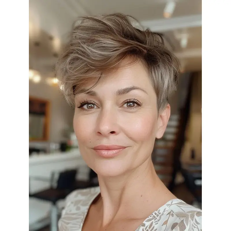 Grey Short Wigs 6" Boycuts Lace Front Remy Human Hair Wavy Wigs