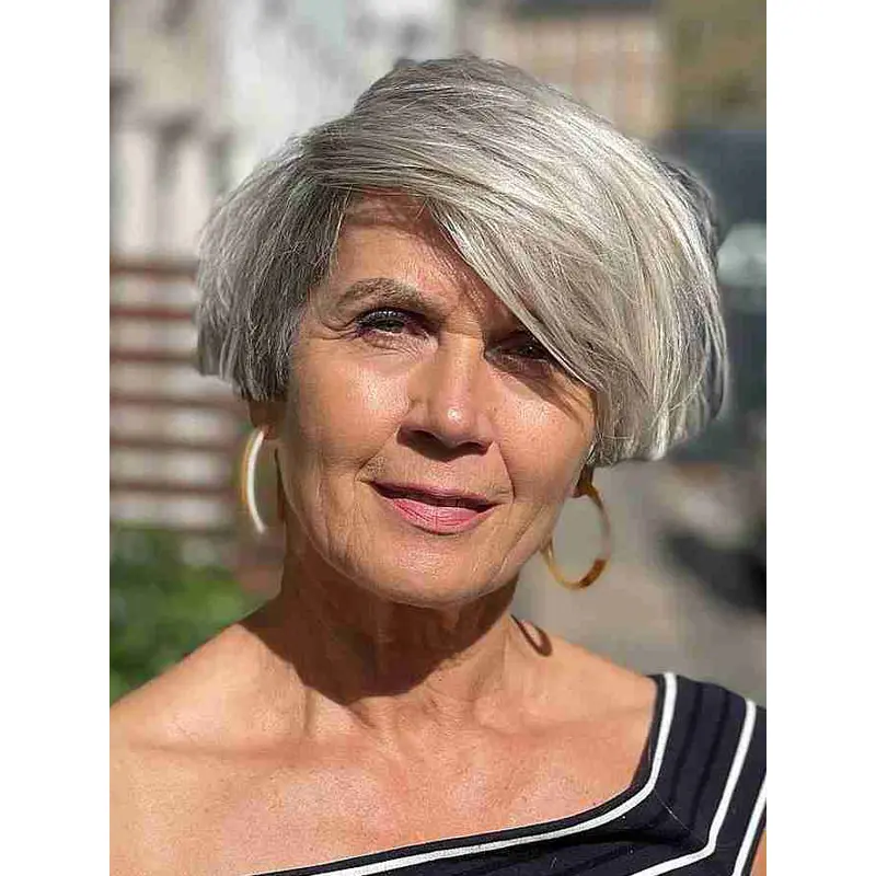 Grey Short Wigs 6" Lace Front Wigs