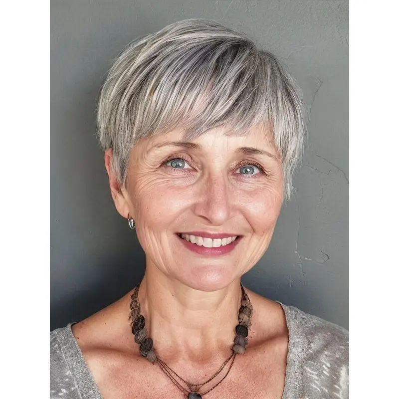 Short Grey Wigs Lace Front 6" Straight Wigs
