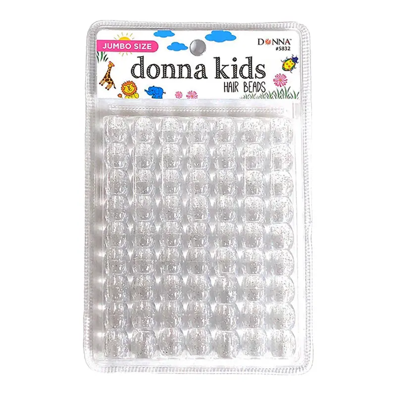 Donna Kids Jumbo Hair Beads - Clear Glitter #5832