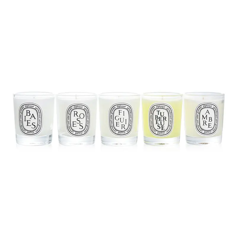 Diptyque Scented Candles Set - Berries, Roses, Fig Tree, Tuberose, Amber  5x35g/1.23oz