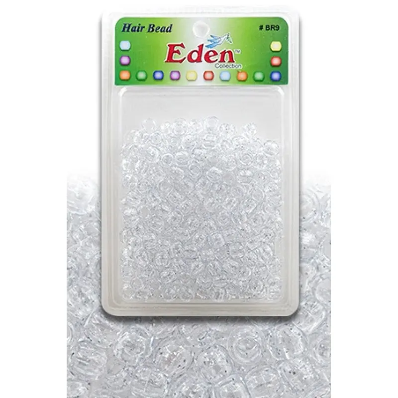 Eden Medium Hair Beads Jumbo Pack - Clear w/Silver Glitter #BR9SG