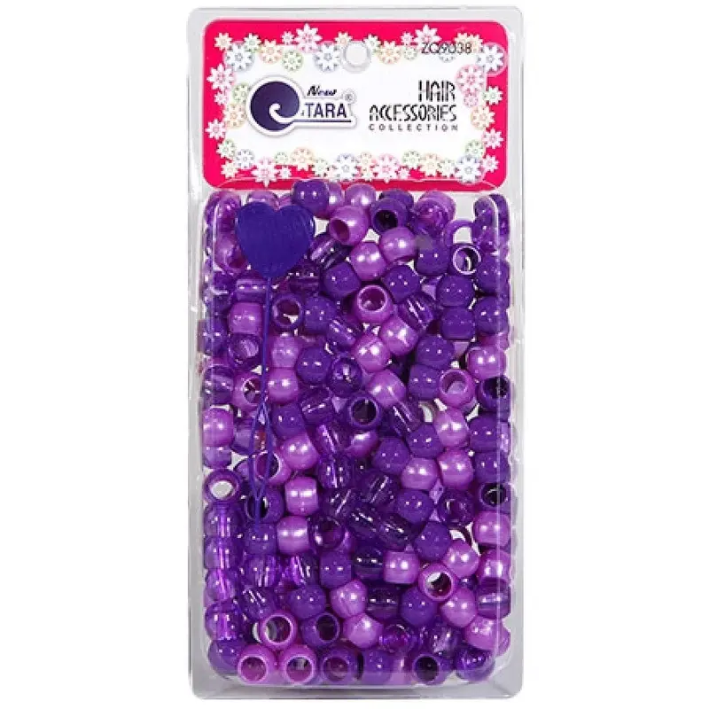 Tara Large Hair Beads - Purple Jumbo Pack Mix #9038