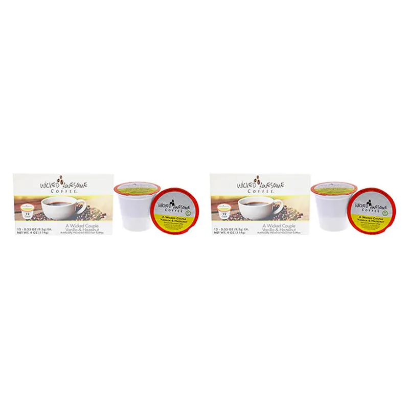 Bostons Best A Wicked Couple Vanilla and Hazelnut Coffee by Bostons Best for Unisex - 12 Cups Coffee - Pack of 2