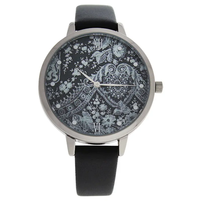 Charlotte Raffaelli CRR001 La Romance - Silver/Black Leather Strap Watch by Charlotte Raffaelli for Women - 1 Pc Watch