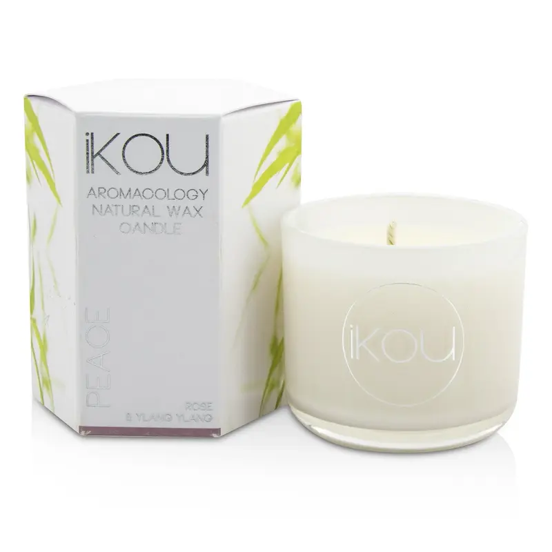 iKOU Eco-Luxury Aromacology Natural Wax Candle Glass - Peace (Rose & Ylang Ylang)  85g