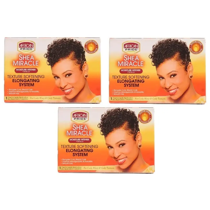 3 Pack African Pride Shea Miracle Texture Softening System Kit