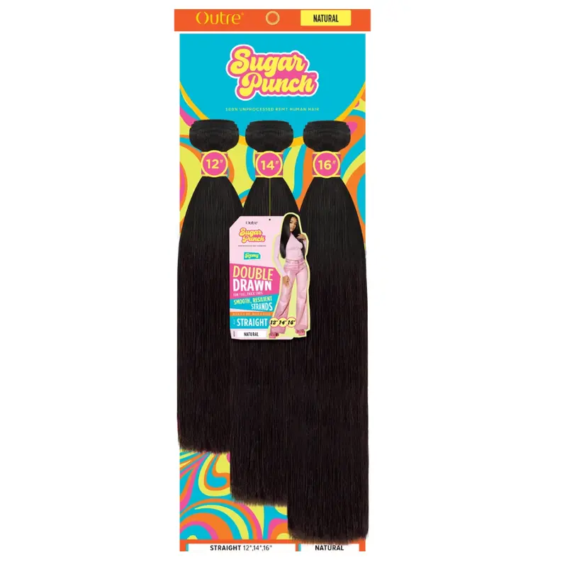 Sugar Punch Straight 14" 16" 18" Pack Double Drawn Remy Hair Extensions
