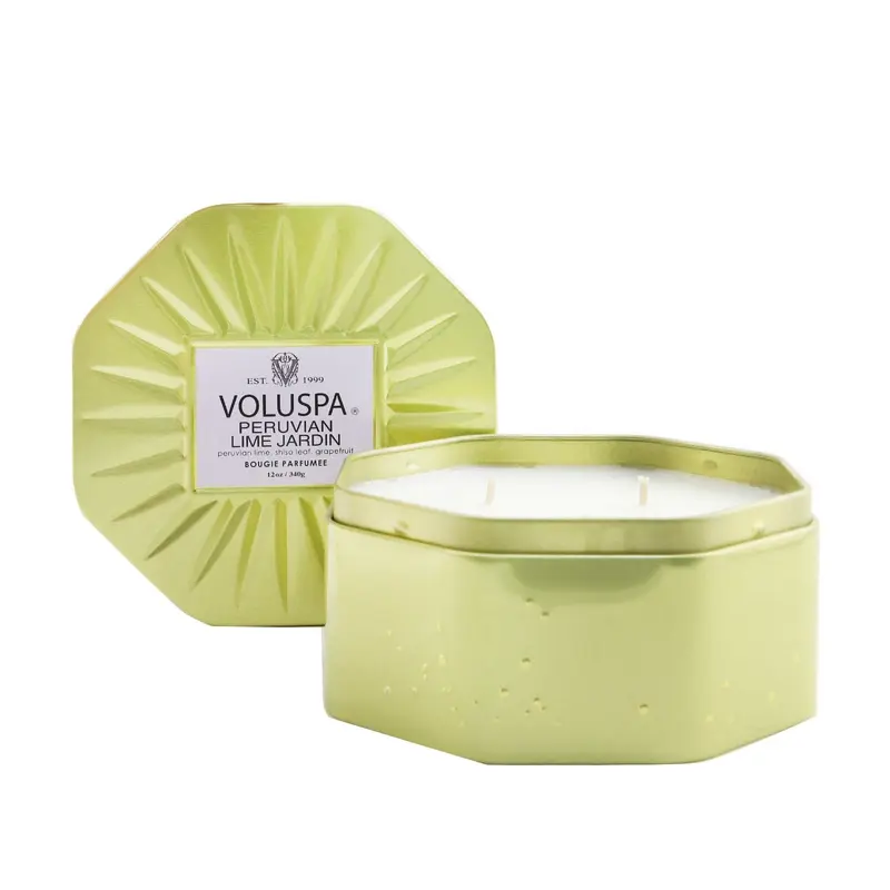 Voluspa 3 Wick Octagon Tin Candle - Peruvian Lime Jardin  340g/12oz