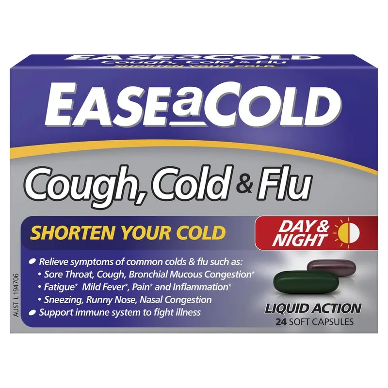 Ease-A-Cold Cough Cold & Flu Day & Night 24 Capsules