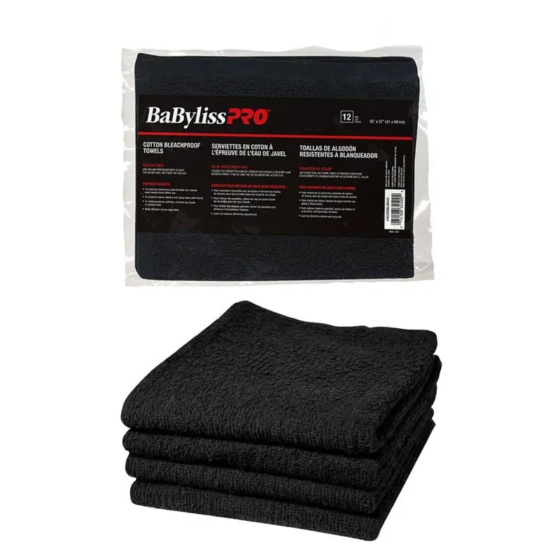 Babyliss Pro Cotton Bleach Proof Towels - Black