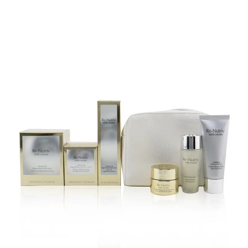 Estee Lauder Re-Nutriv Ultimate Lift Regenerating Youth Precious Collection: Creme 50ml+Serum 30ml+Eye Creme 15ml+Lotion 30ml+Cleanser....  6pcs+1bag