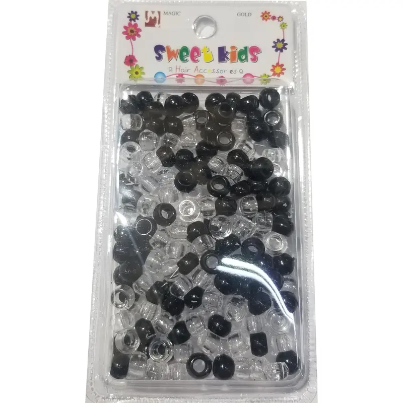 Sweet Kids Hair Beads - Black & Clear #1607