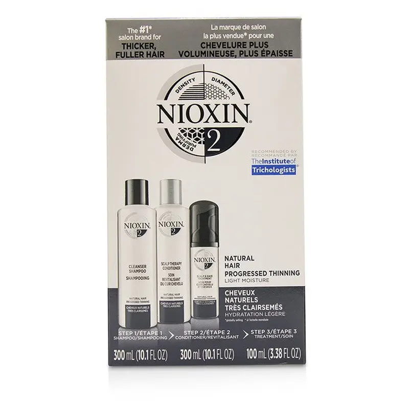 Nioxin 3D Care System Kit 2 - For Natural Hair, Progressed Thinning, Light Moisture 3pcs