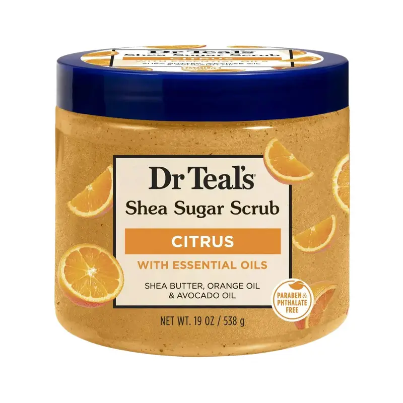 Dr. Teal's Shea Sugar Body Scrub, Citrus with Essential Oils & Vitamin C, 19 oz