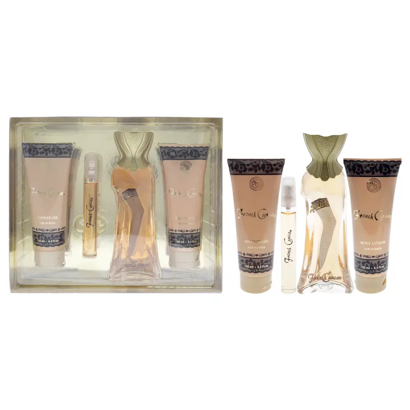 New Brand French Cancan by New Brand for Women - 4 Pc Gift Set 3.4oz EDP Spray, 0.5oz EDP Spray, 4.3oz Shower Gel, 4.3oz Body Lotion
