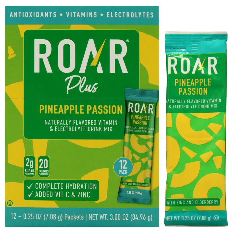 Roar Naturally Flavored Vitamin and Electroly Drink Mix - Pineapple Passion by Roar - 12 x 0.05 oz Electrolytes