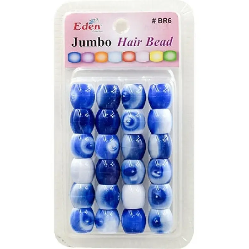 Eden Jumbo Hair Beads - Blue 2 Tone #BR6WBLU