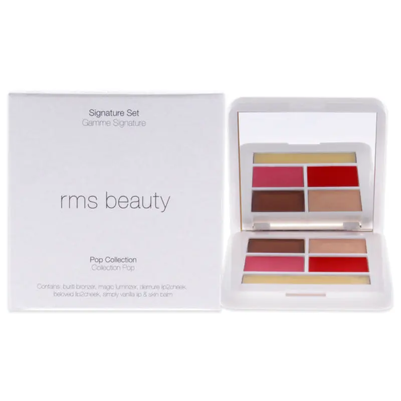 RMS Beauty Signature Set - Pop Collection by RMS Beauty for Women - 5 Pc Set 0.035oz Buriti Bronzer, 0.035oz Magic Luminizer, 0.035oz Demure Lip2cheek, 0.035oz Beloved Lip2cheek, 0.05oz Simply Vanilla Lip & Skin Balm