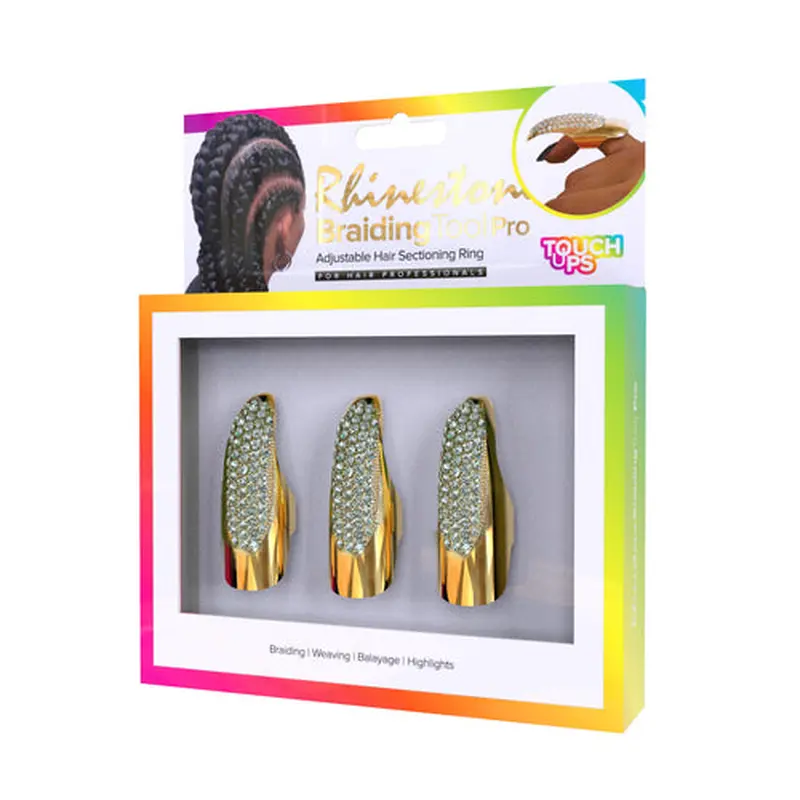 Touch Ups Finger Braiding Tool Adjustable Hair Sectioning Rings - Rhinestone