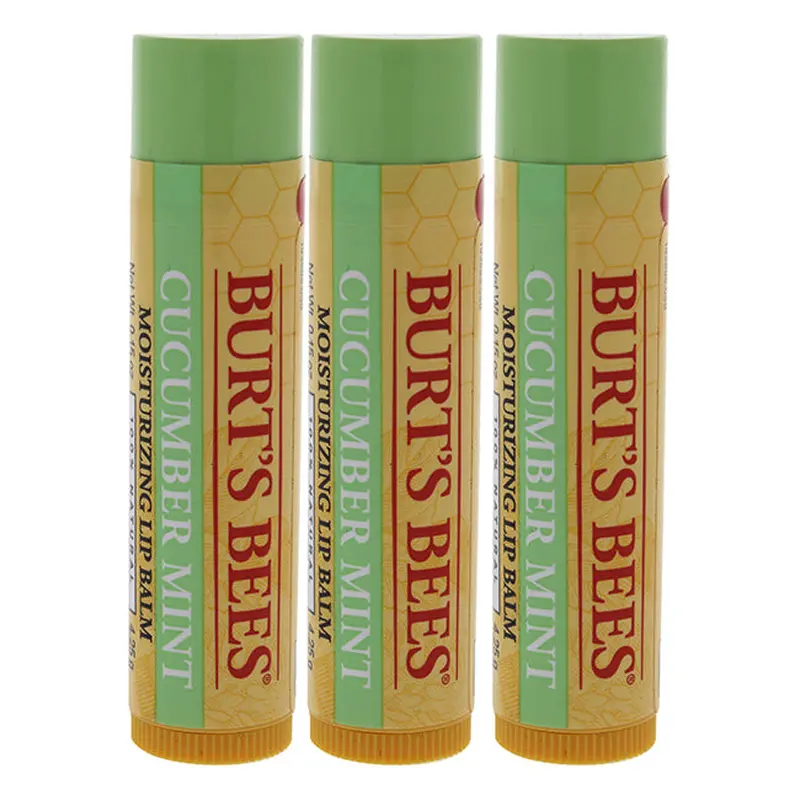 Burt's Bees Cucumber Mint Moisturizing Lip Balm by Burts Bees for Women - 0.15 oz Lip Balm - Pack of 3